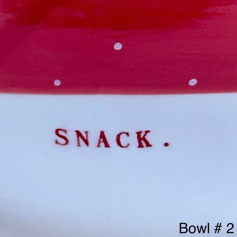 Rae Dunn SNACK Bowl Red White Polka Dot Christmas Valentine’s Day NWT 2017 OG